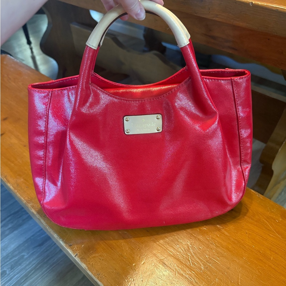 kate spade Red Satchel with Cream Handles - Picture 3 of 6